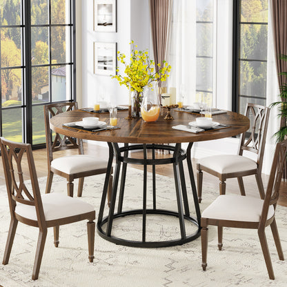 Ronde Eettafel – Rond Tafelblad – Keukentafel – Eetkamertafel – Ronde Tafel – Metaal Poten – 120 Cm – Duurzaam Houten Blad