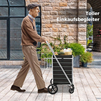 Boodschappenwagen – Boodschappentrolley – Winkelwagen – Boodschappenkar – Steekwagen – Roestvrijstalen Frame – 150 kg Draagkracht – Opvouwbaar – Dubbele Manden – 125 Liter