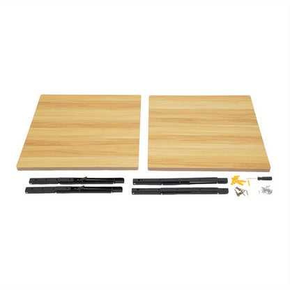 2pcs Wall Mounted Foldable Workbench with Heavy-Duty Metal Frame & Wood-Like Surface - Space-Saving Foldable Design, 29.94 KG Capacity, 59.94cm Wide Work Surface, Adjustable Height, Easy Install for Workshop, Garage, Home Off