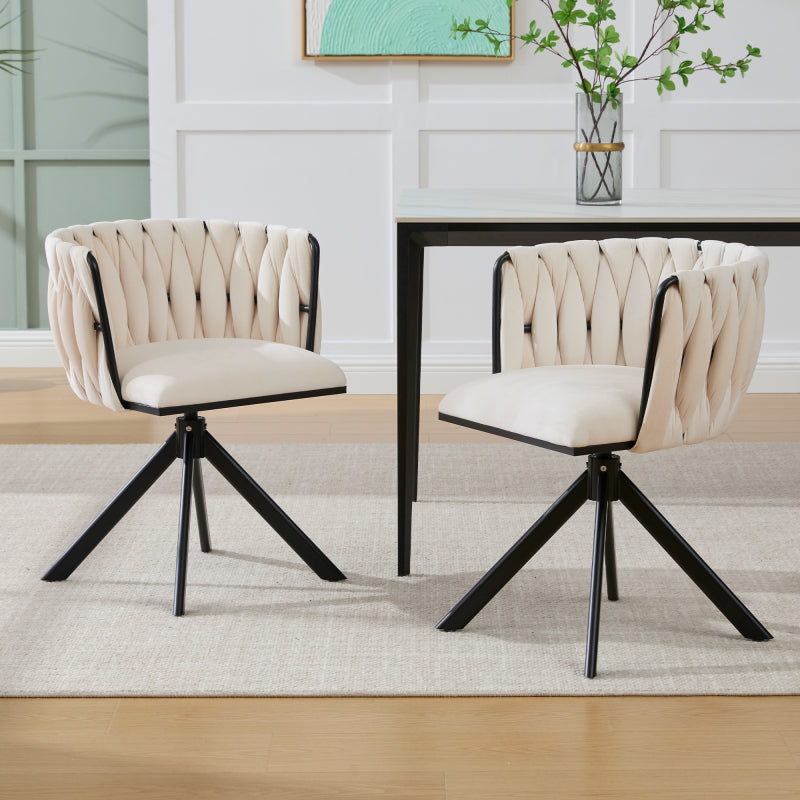 Velours Fauteuil – Lounge Stoel – Draaistoel – Relaxstoel – Zithoekstoel – Set Van 2 – 180° Draaibaar – Ergonomische Rugsteun