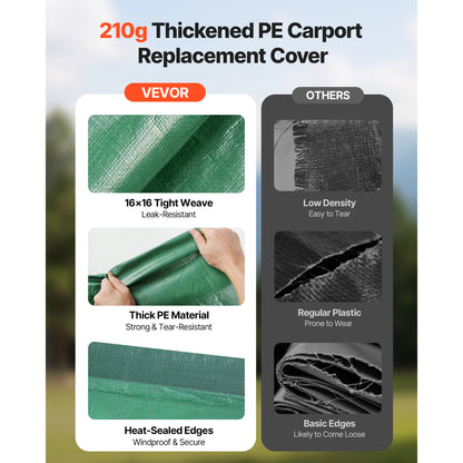 Carport Hoes – Vervangende Zeil – Carport Doek – Carport Oksel – Garage Tent Hoes – Donkergroen – 3 x 6 Meter – UV-Bestendig & Waterdicht