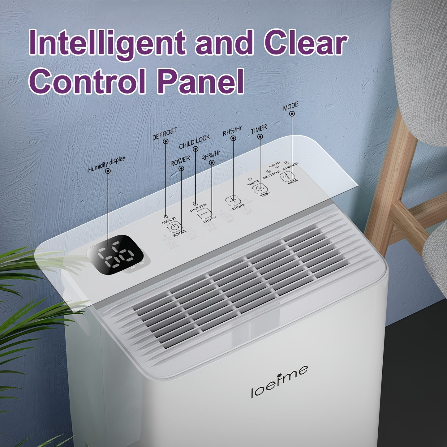 Luchtontvochtiger – Ontvochtiger – Dehumidifier – Vochtvreter – Vochtopnemer – Stil – 2L Waterreservoir – Automatische Uitschakeling en Slaapstand