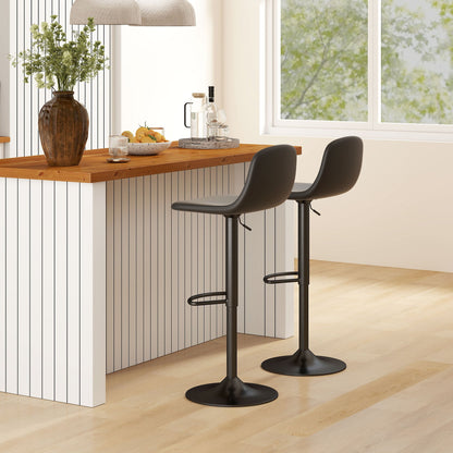 Barstoelen – Barkrukken – Barstoelen Set – Barkrukken Zwart – Barkrukken Met Rugleuning – Draaibaar – Kunstleren Bekleding – Stevig Metalen Frame