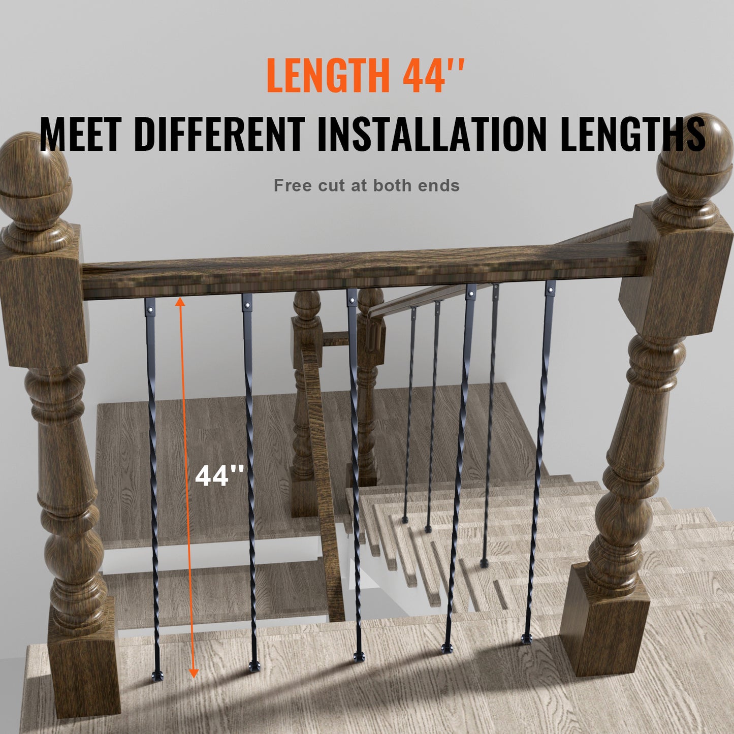 Metalen Balusters Trap – Balustrades Spijlen Leuning Spindels – 10-Delige Set – Gegalvaniseerd Staal – Mat Zwart – 112 cm Lang – Eenvoudig Montagemateriaal Inclusief
