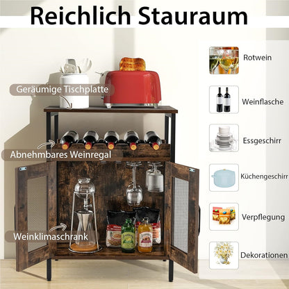 Wijnkastje – Wijnrek – Wijnmeubel – Wijnopslag – Wijnkast – Afneembaar Wijnrek – Glashouder – Industrieel Hout Metaal – Compact 60x34x79 cm