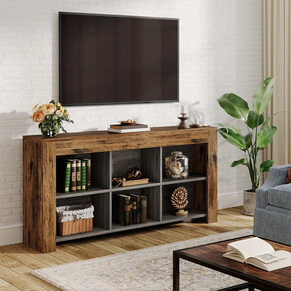 Sidetable – Consoletafel – Haltafel – Wandtafel – Bijzettafel – 160 cm Wit – 6 Open Vakken – Duurzaam Hout en MDF