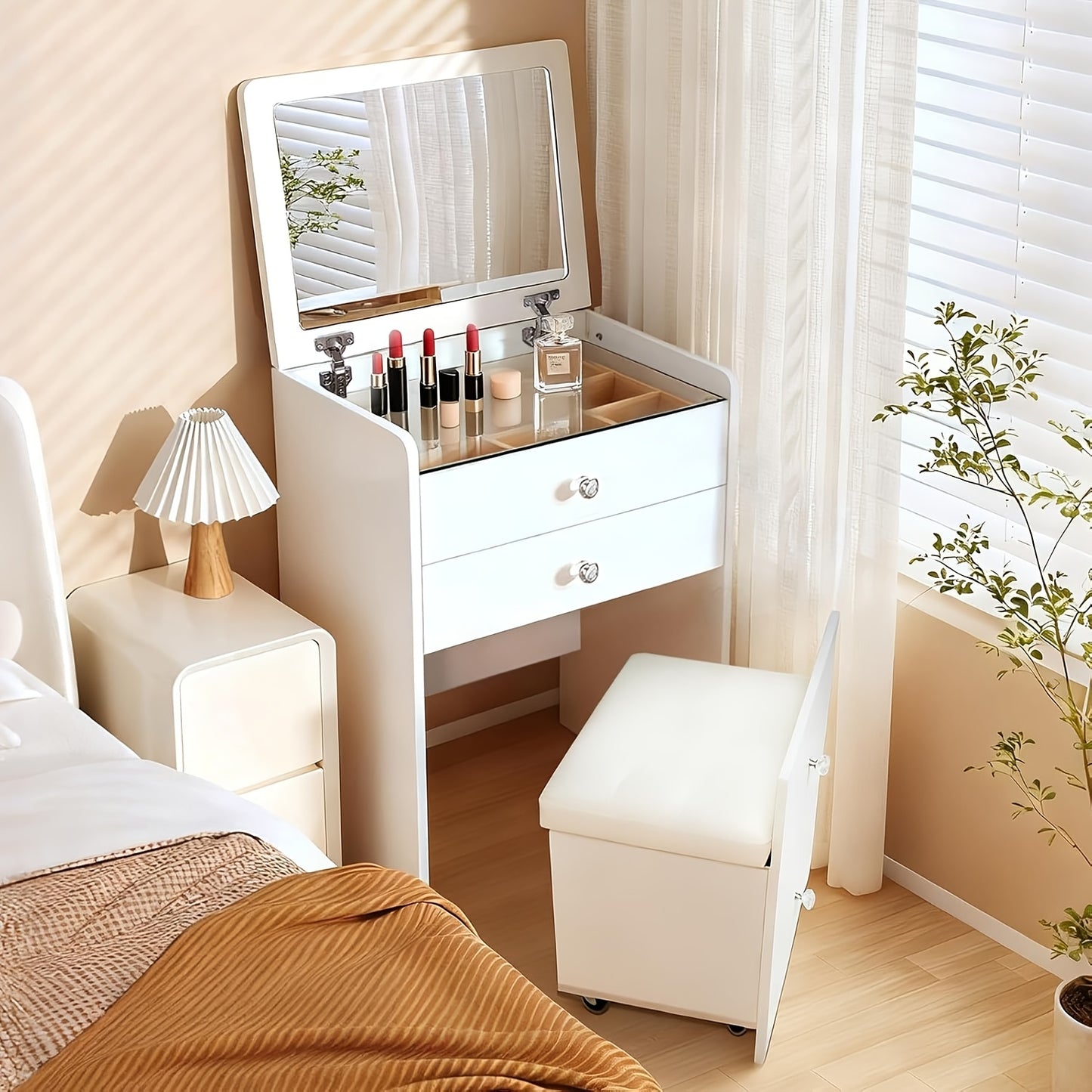 Schoenenkast – Schoenenrek – Schoenenopberger – Schoenenbank – Halmeubel – Hout met Rotan – Smal Ontwerp – 3 Kantelbare Deuren + Lade – Massief Houten Poten – 90x125x17 cm