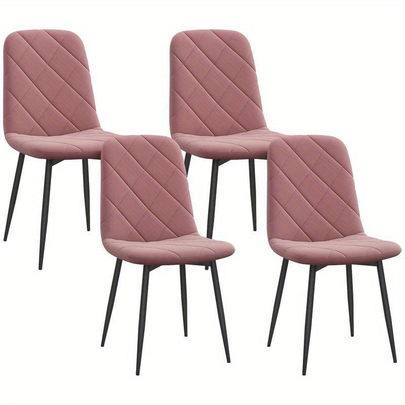 4-Delige keukenstoelenset – Eetkamerstoelen – Stoelenset met rugleuning – Zadelstoel – Woonkamerstoelen – Zachtroze – Ergonomisch ontwerp – Duurzame materialen