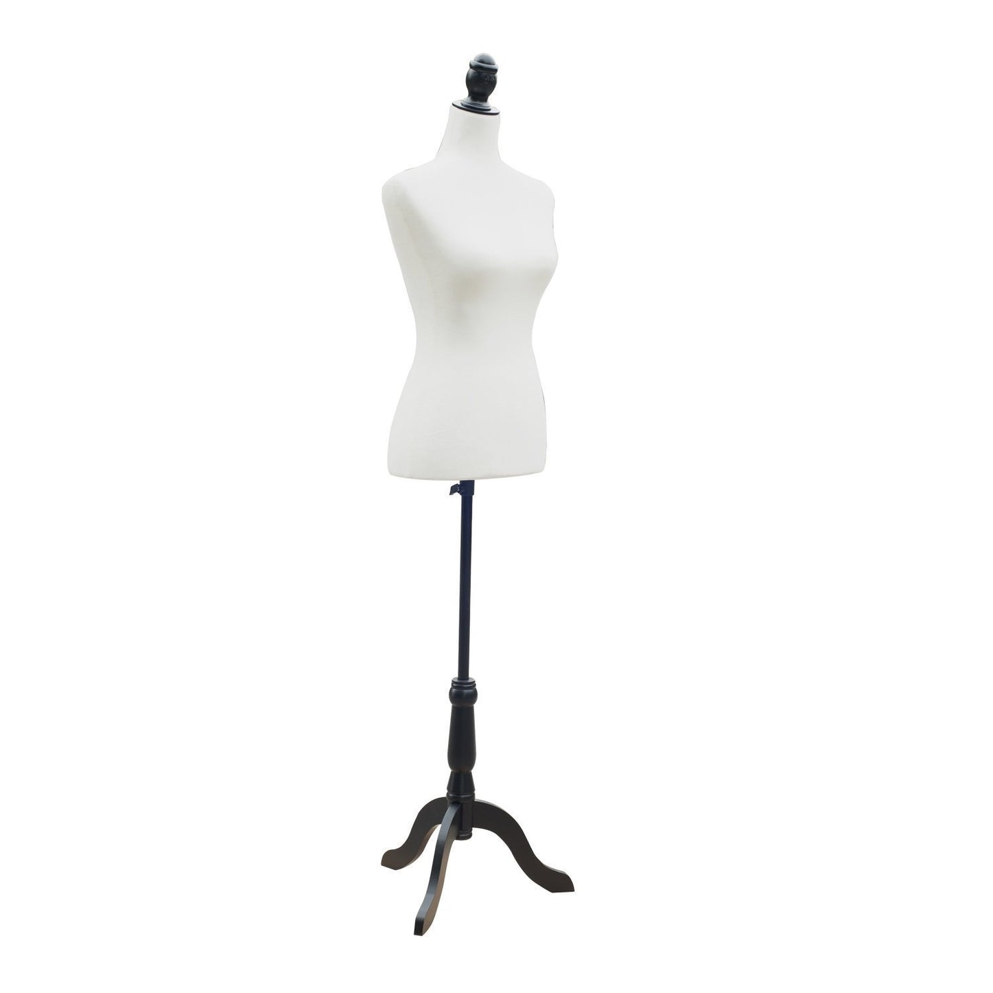 Mannequin Torso – Paspop – Kleding Dummy – Etalagepop – Dress Form – Verstelbare Hoogte 130-168 cm – Stabiele Driepoot Houten Basis – Wit