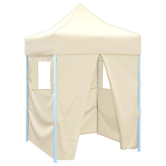 Spacious 2x2m Cream Party Tent with 4 Foldable Side Walls - Durable Fabric & Metal Frame, Ideal for Weddings, Birthdays, Camping & Outdoor Celebrations, Tents for Outside Party
