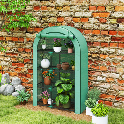 Kweekkas – Tuinkas – Broeikas – Moestuin Kas – Mini Kweekkas – Ronde Dak – Met Deur En Rek – Stalen Frame Met Winterbestendige Folie – 100x45x160 cm – Groen