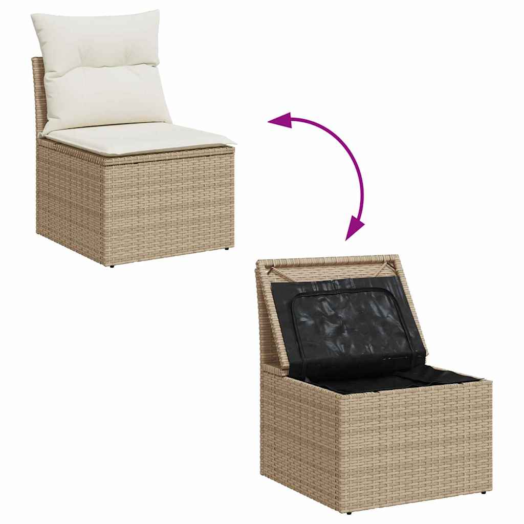 Modulaire Loungeset – Tuinbank – Loungesofa – Buitenbank – Hoek loungeset – Beige en Wit – 7-Zits – Weerbestendig PolyRattan