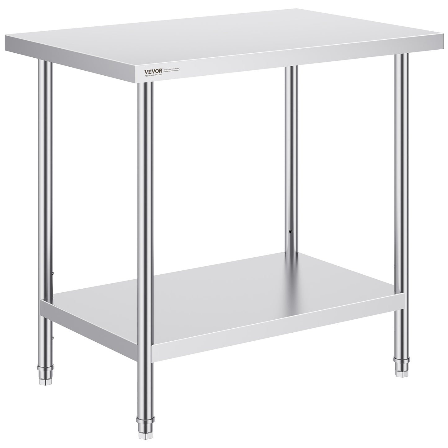 RVS Werktafel – Roestvrijstalen Werkbank – Keukentafel – Werkbank Metaal – Garagetafel – Verstelbare Legplanken – 61x91 cm Werkblad