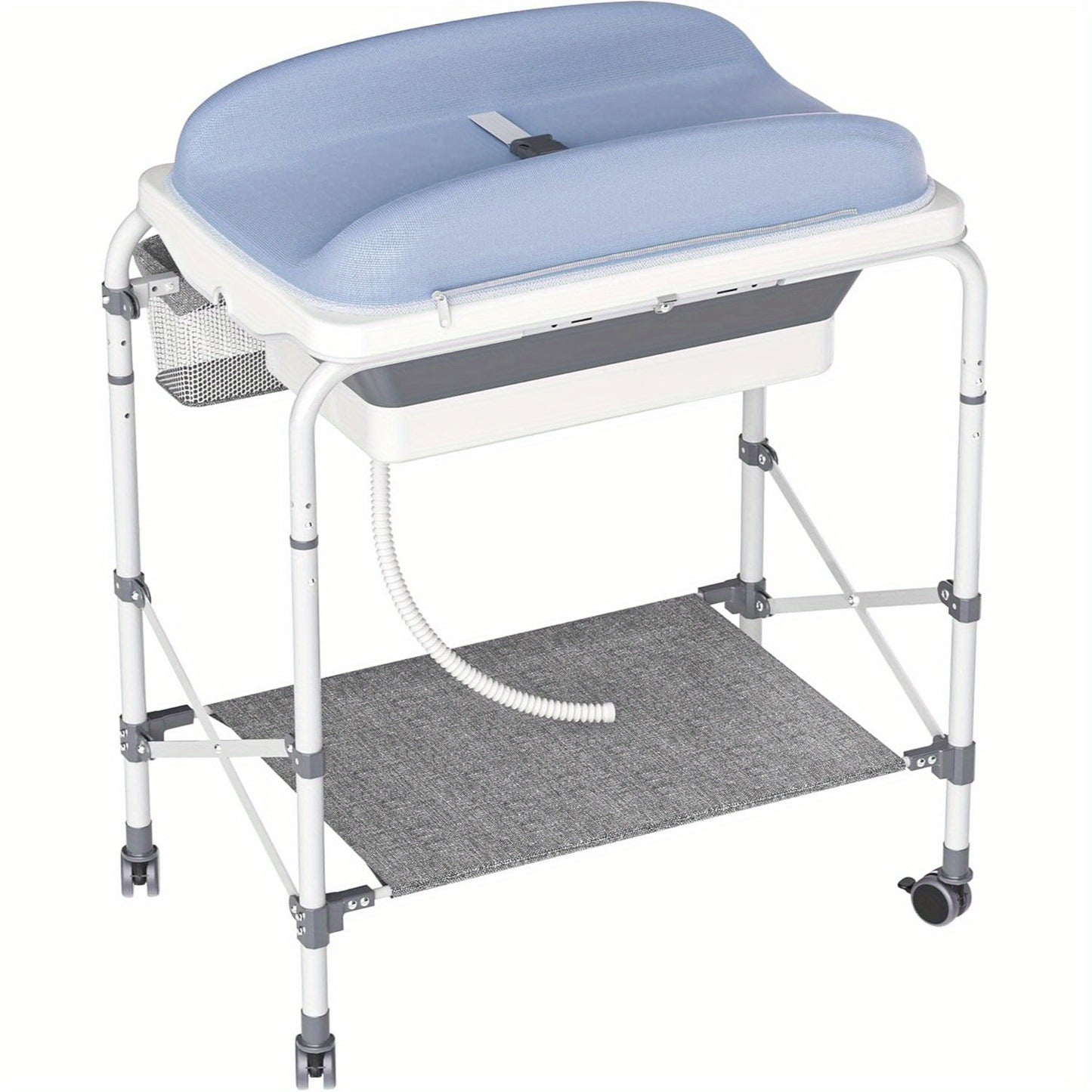 Commode – Ladekast – Opbergkast – Babykamermeubel – Verschoontafel – 4-in-1 Babyverschoontafel Met Inklapbaar Badje – Duurzaam Metaal & Oxford Stof – Max. Draagkracht 50 Kg