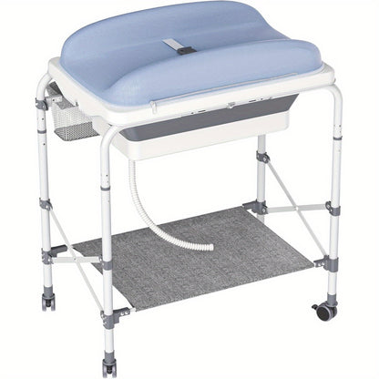 Commode – Ladekast – Opbergkast – Babykamermeubel – Verschoontafel – 4-in-1 Babyverschoontafel Met Inklapbaar Badje – Duurzaam Metaal & Oxford Stof – Max. Draagkracht 50 Kg