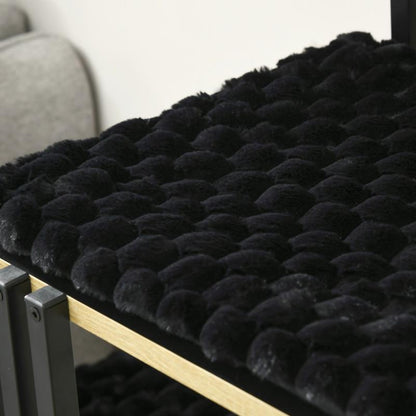 Krabpaal – Kattenboom – Kattenmeubel – Krabmeubel – Kattenhuis – Zwart Staal – 128 cm Hoog – Pluche Kussen – Dubbele Platformen – Inclusief Hangend Speeltje