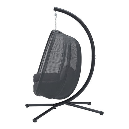 Hangstoel – Hangmand – Hangstoel Met Frame – Schommelstoel – Tuinstoel – Stevig Stalen Frame – Max. 120 Kg – Donkergrijs