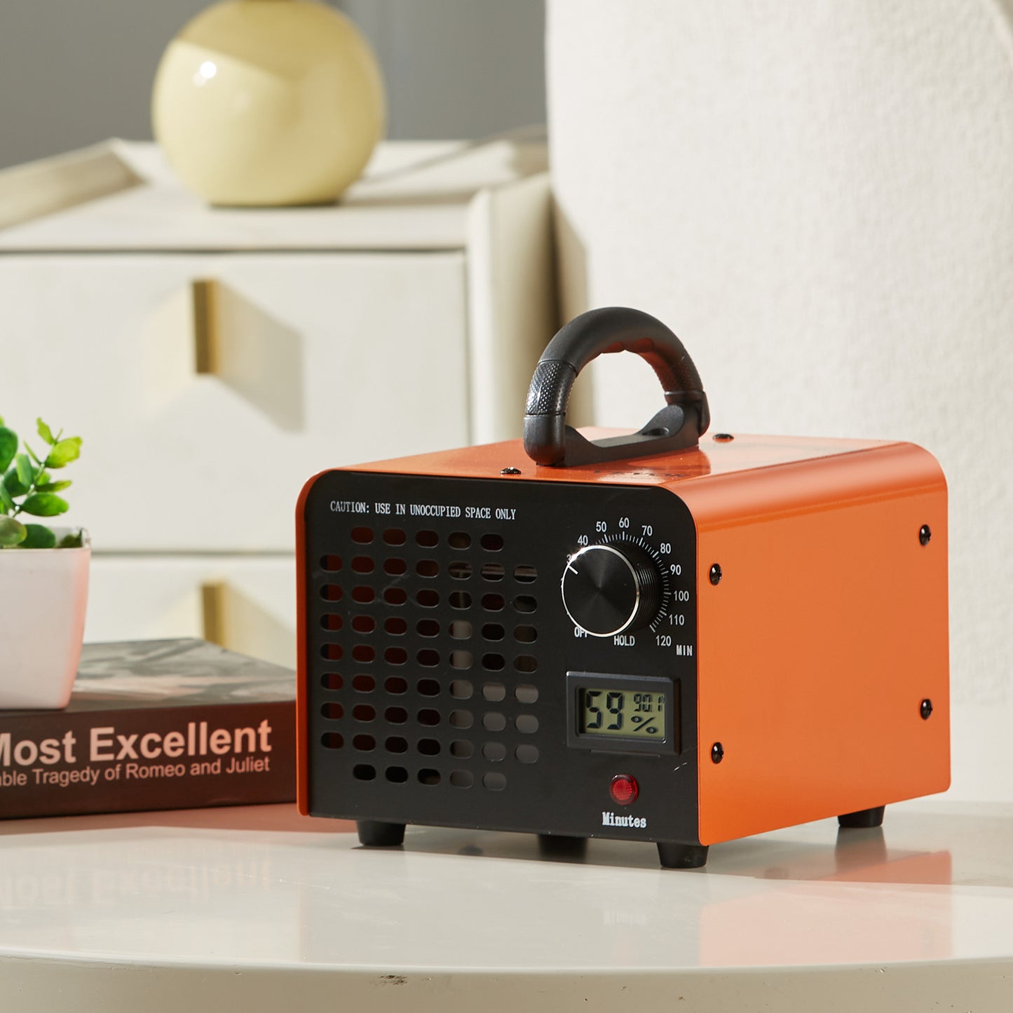 Ozongenerator – Ozonisator – Luchtzuiveraar – Geurverwijderaar – Air Purifier – 12000 mg/h Ozonproductie – Timer 0-120 Minuten met Vochtigheidsdisplay