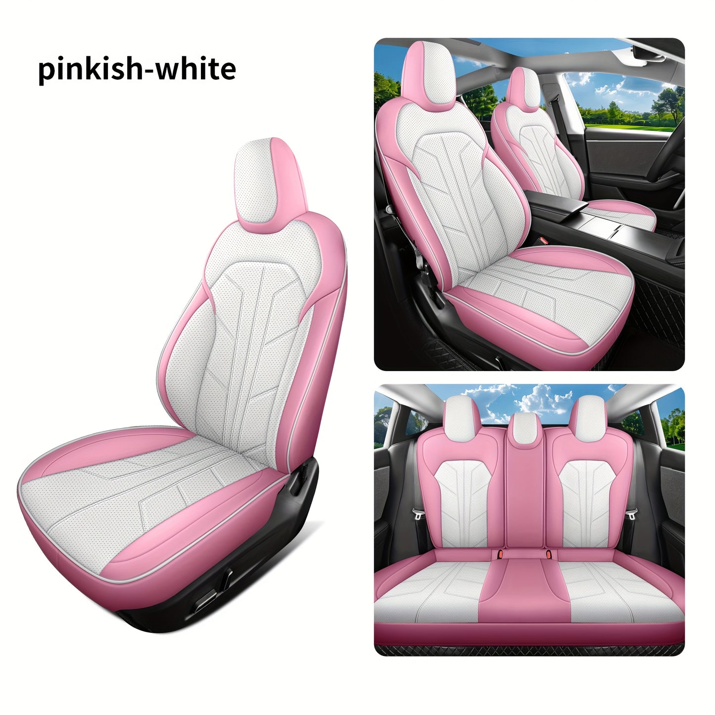 Universele Stoelhoes Auto – Autostoelhoes – Stoelbekleding – Stoelbescherming – Stoelhoez Roze – Memory Foam Comfort – Duurzaam PU Leer
