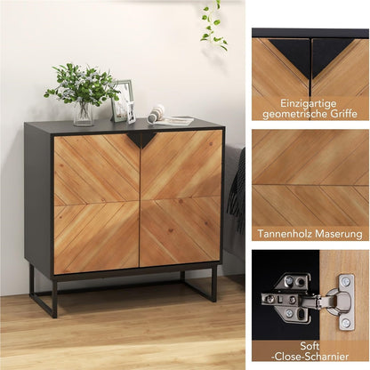 Sideboard – Dressoir – Kast – Buffetkast – Opbergkast – Modern Design – MDF Metalen Pooten – 80x40x80 cm – Zwart