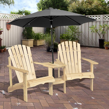 Adirondack Tuinstoel – Buitenstoel – Patio Stoel – Houten Tuinmeubel – Balkonmeubilair – 2-Zits Set met Tafel – Weerbestendig Hout – Cross-Back Comfort Design