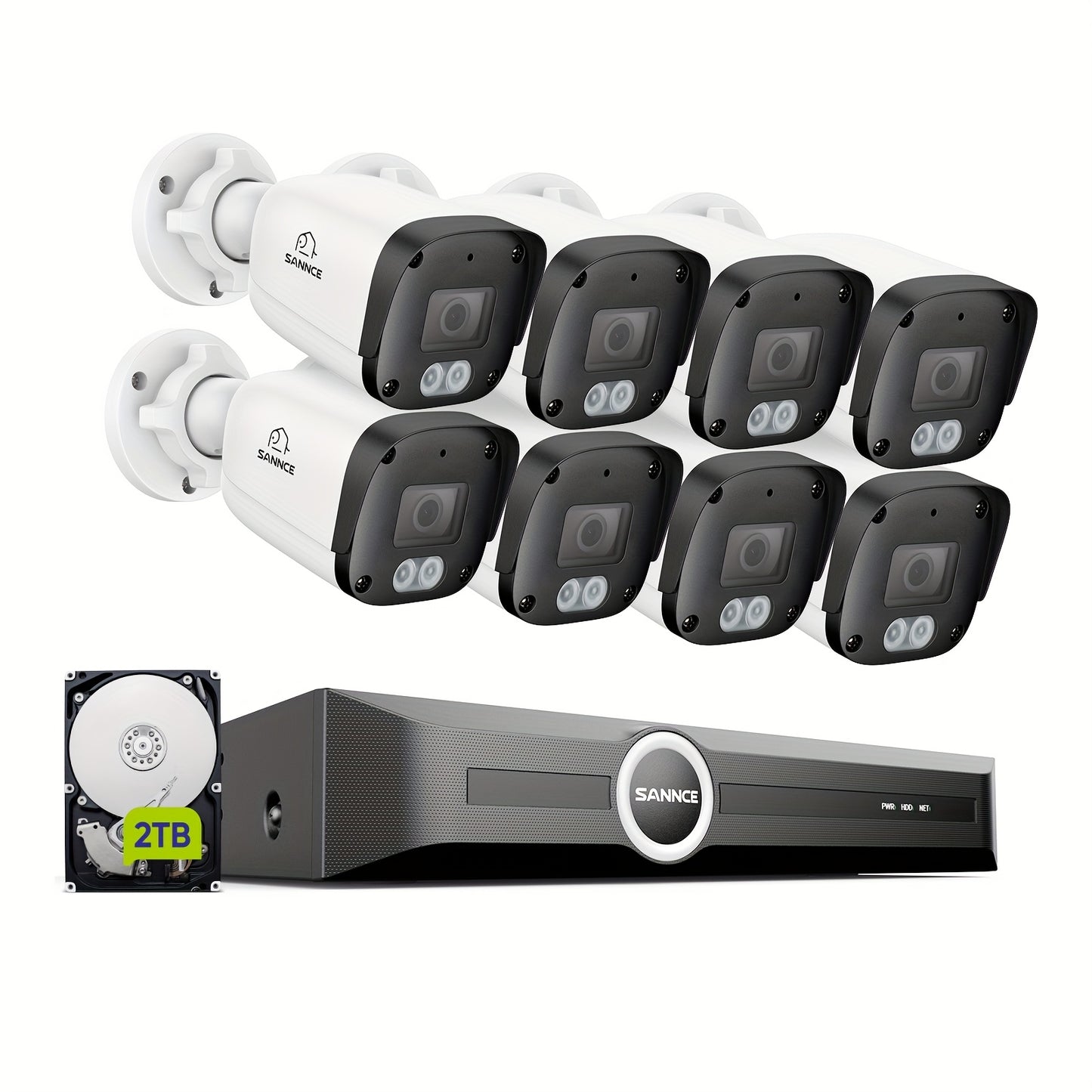 Beveiligingscamera Set – CCTV Cameras – Bewakingscamera’s – Surveillance Camera’s – Veiligheidssysteem – 8 Camera’s Full HD – 2TB Opslag – Nachtzicht 30m – Personen- en Voertuigdetectie