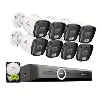Beveiligingscamera Set – CCTV Cameras – Bewakingscamera’s – Surveillance Camera’s – Veiligheidssysteem – 8 Camera’s Full HD – 2TB Opslag – Nachtzicht 30m – Personen- en Voertuigdetectie