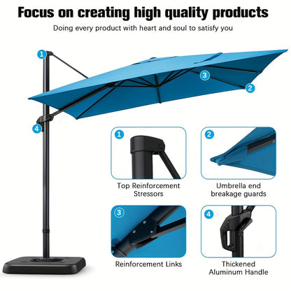Buitenparasol – Terrasparasol – Tuinparasol – Zweefparasol – 3×3 Meter – Verstelbare Hoogte – Draaibaar 360° - Beige