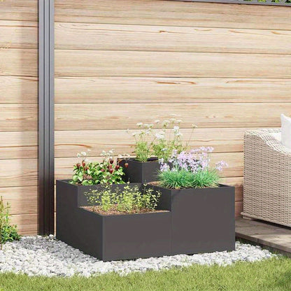 Plantenbak – Tuinbak – Bloembak – Moestuinbak – Verhoogde Bak – Zwart Staal – 100x100x48 cm – Weerbestendig & Duurzaam