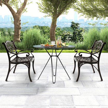 Tuinstoelen – Balkonstoelen – Terrasstoelen – Achtertuinstoelen – Aluminium Stoelen – 2-Delige Set – Weerbestendig Gietaluminium – Comfortabele Armleuningen – Kleur Brons