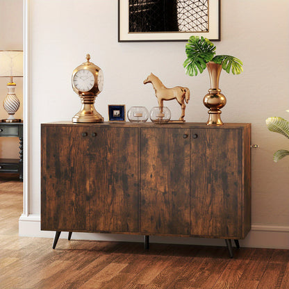 vierdeurs dressoir – buffetkast – opbergkast – sideboard – kast industrieel – verstelbare planken – duurzaam hardhout 127 cm bruin