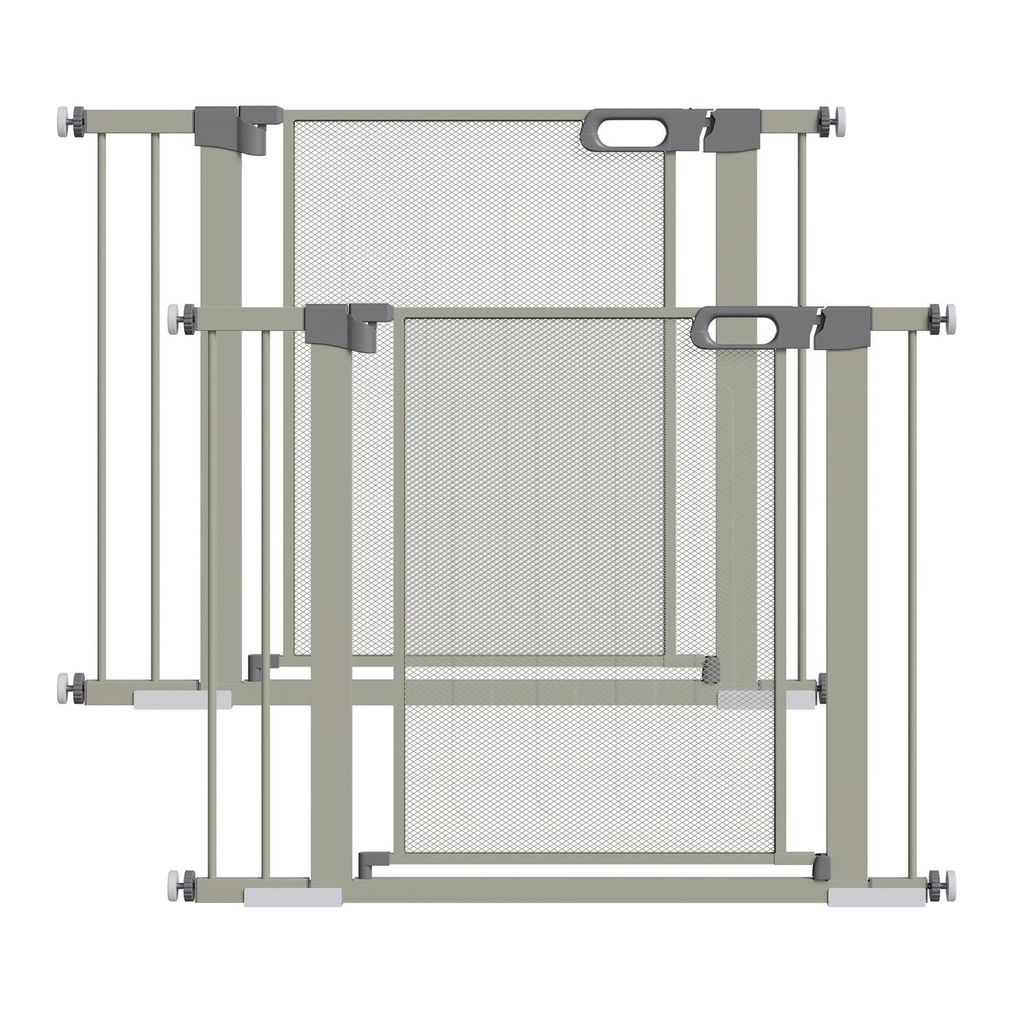 Dierenhekjes – Huisdierenhek – Hondenhek – Kattenhek – Traphekje – Verstelbaar 75-103 cm – Automatische Sluiting met Dubbele Vergrendeling – Grijs Metalen Set van 2