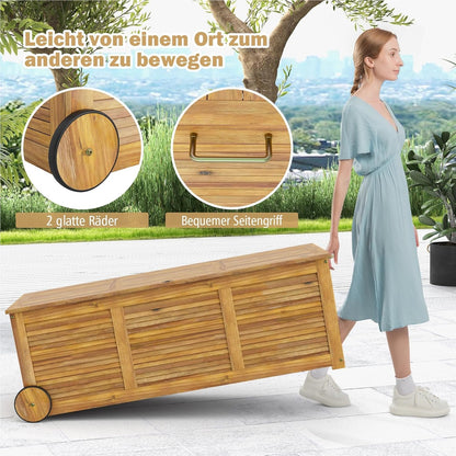 Houten Tuinbox – Opbergbox – Kist – Opbergbank – Tuinkist Met Wielen – Waterdichte Binnenzak – 127 x 50 x 45 cm
