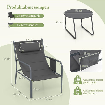 Balkonset – Tuinset – Bistroset – Loungeset – Tuinmeubelen – Ergonomische Stoelen – Stevig Metalen Frame