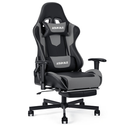 Ergonomische Gamingstoel – Bureaustoel – Gamestoel – Office Chair – Computerstoel – Verstelbare Hoogte – Comfortabele Voetensteun – Zwart – PU Kunstleer – Ergonomische Lendensteun en Hoofdsteun