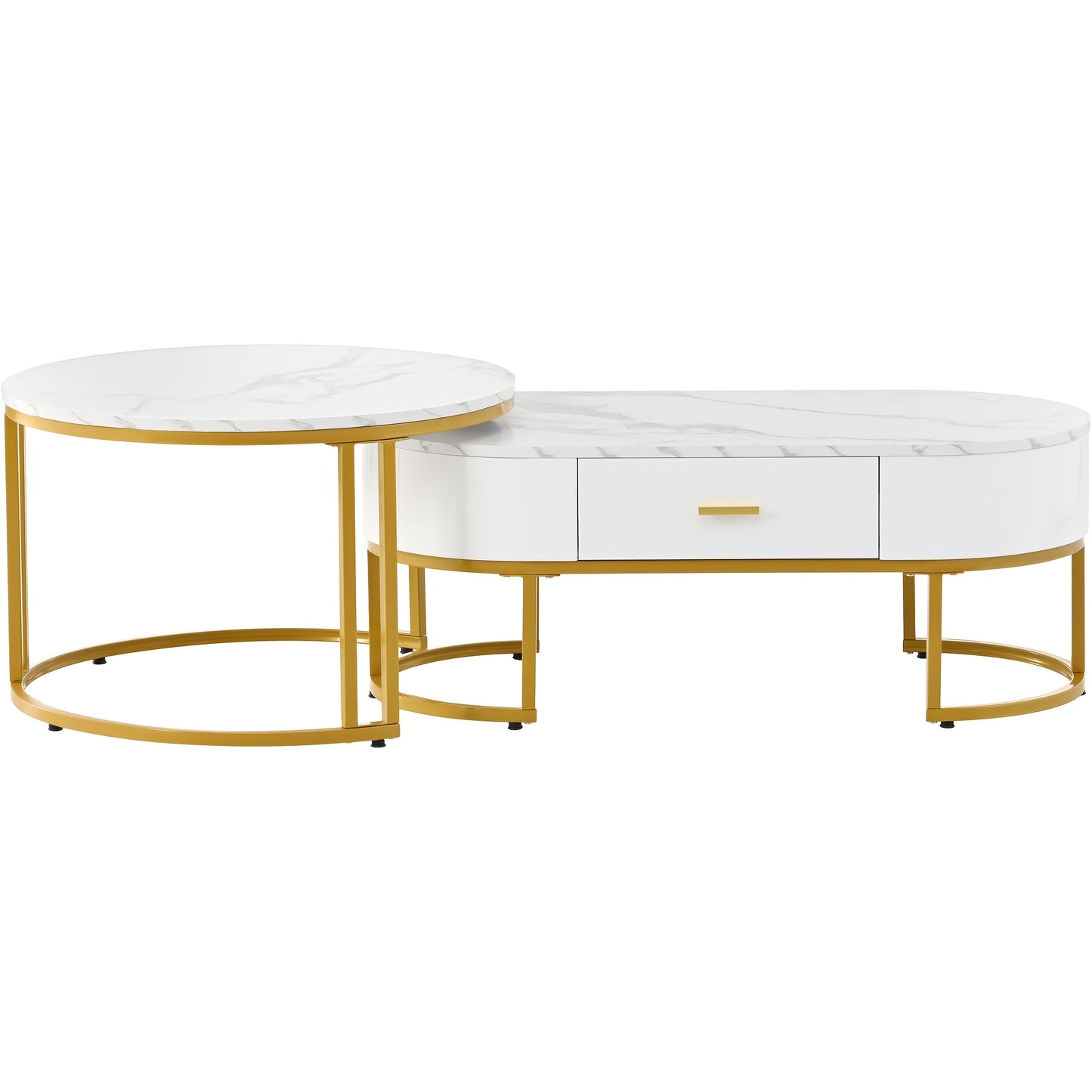 2pcs Modern Metal Coffee Table Suitable for Living Room - Heavy-Duty Assembly Frame, Minimalist Space-Saving, Table