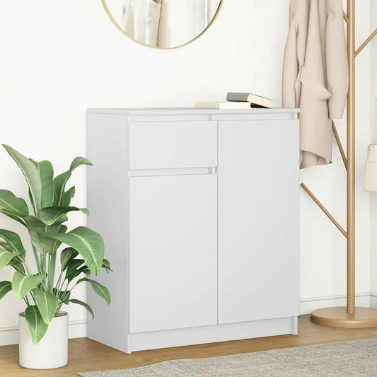 Sideboard with Drawer, White, 71x35x84 cm, Wood Composite Material/Storage Cabinet/Shoe Rack/TV Stand. This Storage Shelf Offers Ample Space to Keep Various Items Organized, Keeping Your Room Tidy