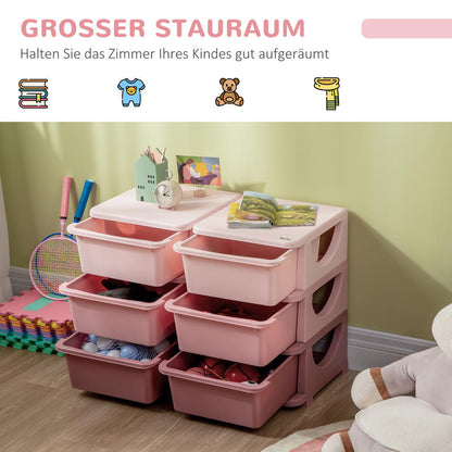 Opbergbox – Opbergdoos – Ladebak – Organizer – Sortimentsdoos – 3 Lades – Lichtgewicht Polypropyleen – Compact Roze Design