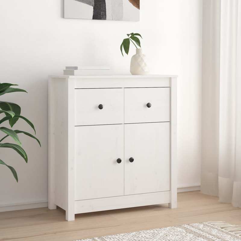 White Sideboard 70x35x80cm in Solid Pine Wood Removable and durable, Console Table Formal Wood, Entryway Storage Solution, Removable Shelf Furniture, Pine Wood Sideboard, Clean Line Furniture, Quality Woodworking, Durable Woo