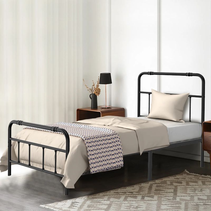 Bedframe – Metalen Bedframe – Tweepersoonsbed – Slaapbank – Bedbodem – 140x200 cm – Stevig Metalen Constructie – Inclusief Lattenbodem