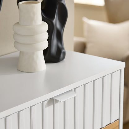 Schoenenkast – Schoenenrek – Schoenenopberger – Opbergkast – Schoenenschuiflade – 2 Klapdeuren – Verstelbare Vakverdeling – MDF Wit/Natuurlijk Hout – 60x35x110 cm