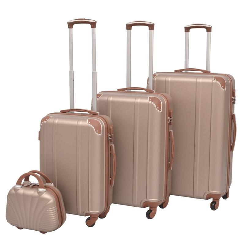 Kofferset – Reiskoffer – Trolley – Bagage – Hardcase – 4-delig – ABS + PC Materiaal – 360° Spinnerwielen – Champagne