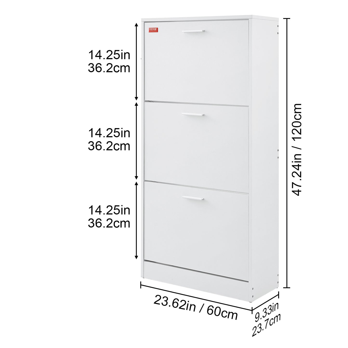 Schoenenkast – Schoenenrek – Schoenenopberger – Schoenenkastje – Schoenenkast met 3 Klapladen – Compact Design – Stevig Hout