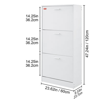 Schoenenkast – Schoenenrek – Schoenenopberger – Schoenenkastje – Schoenenkast met 3 Klapladen – Compact Design – Stevig Hout