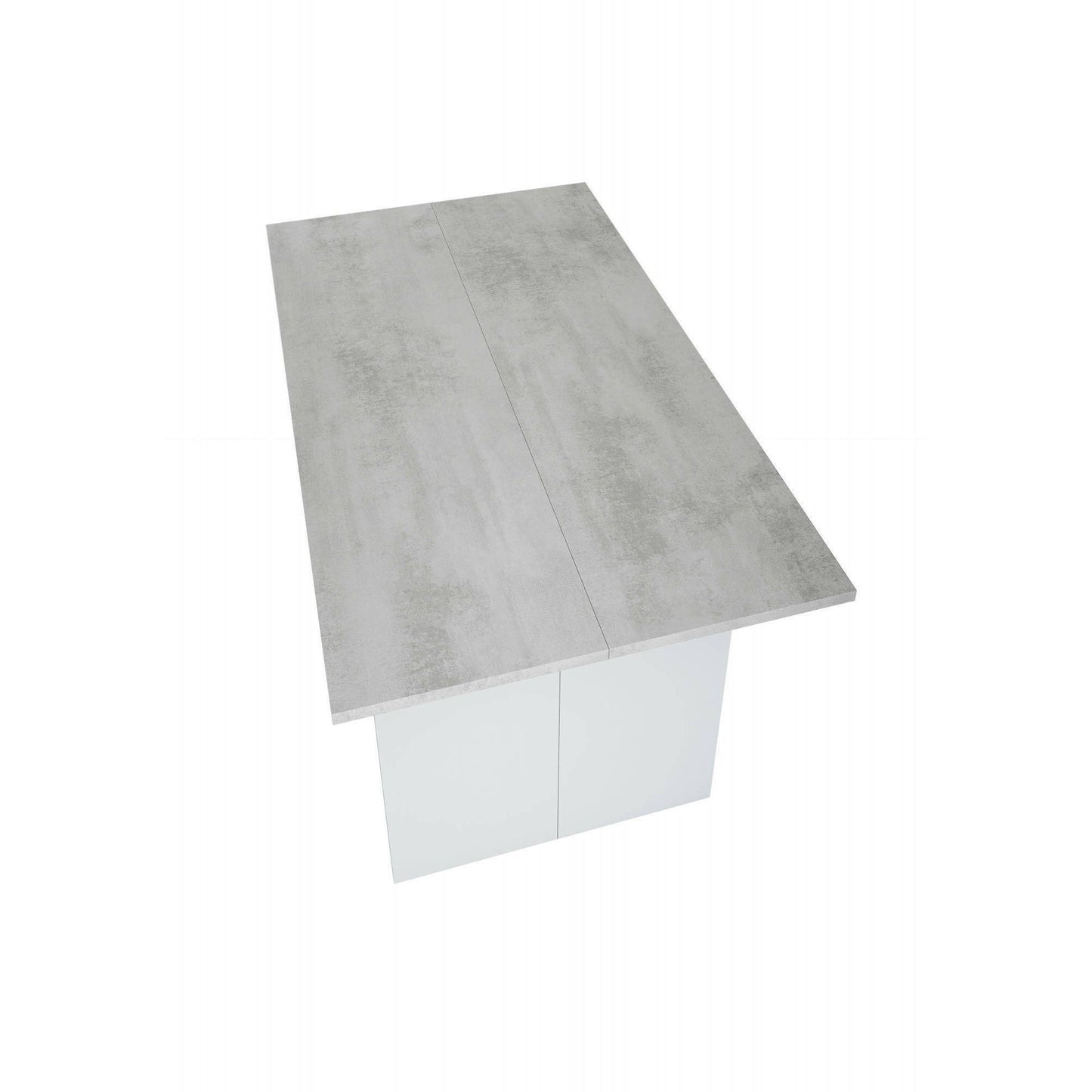 Arila Extendable Table, Book-Style Opening with Extendable Top, Foldable Side Console Table, 120x35x77 cm, White and Cement