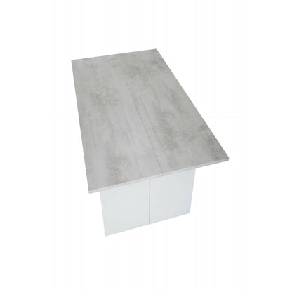 Arila Extendable Table, Book-Style Opening with Extendable Top, Foldable Side Console Table, 120x35x77 cm, White and Cement