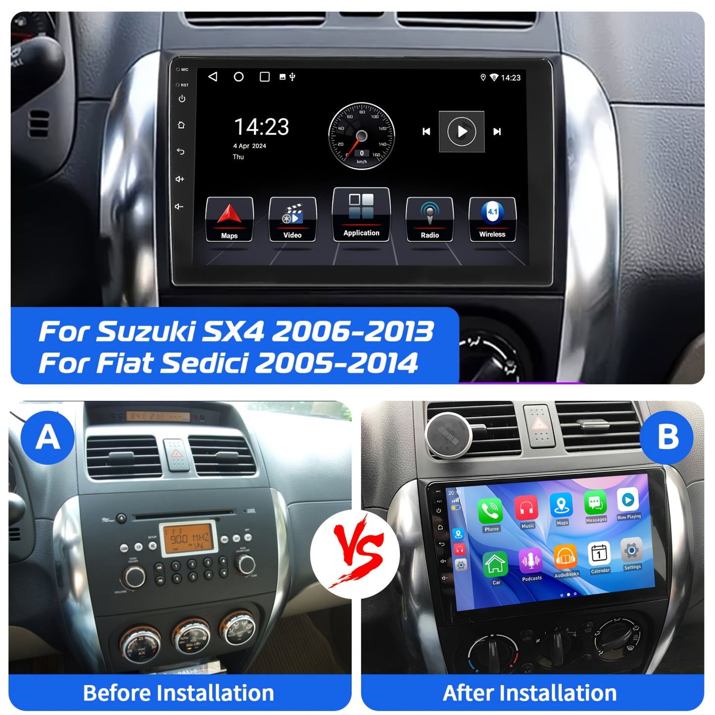 Android 15 Autoradio – Car Stereo – Multimedia Speler – Navigatiesysteem – Touchscreen Radio – 9 Inch IPS Scherm – 4GB RAM + 64GB ROM – Bluetooth, GPS, WiFi, Canbus Ondersteuning