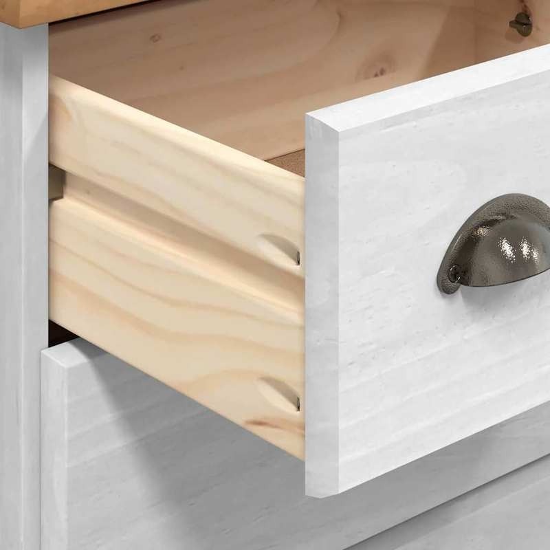 Witte Ladekast – Dressoir – Kast – Commode – Opbergkast – Massief Grenen Hout – 4 Lockbare Laatjes – Minimalistisch Design – 45,8x40x79 cm