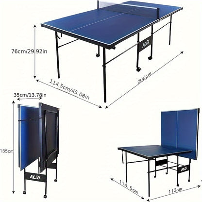 HLC Junior Table Tennis Table, Portable Ping Pong Table with Net Set for Easy Setup, Blue 206 * 114.5 * 76CM