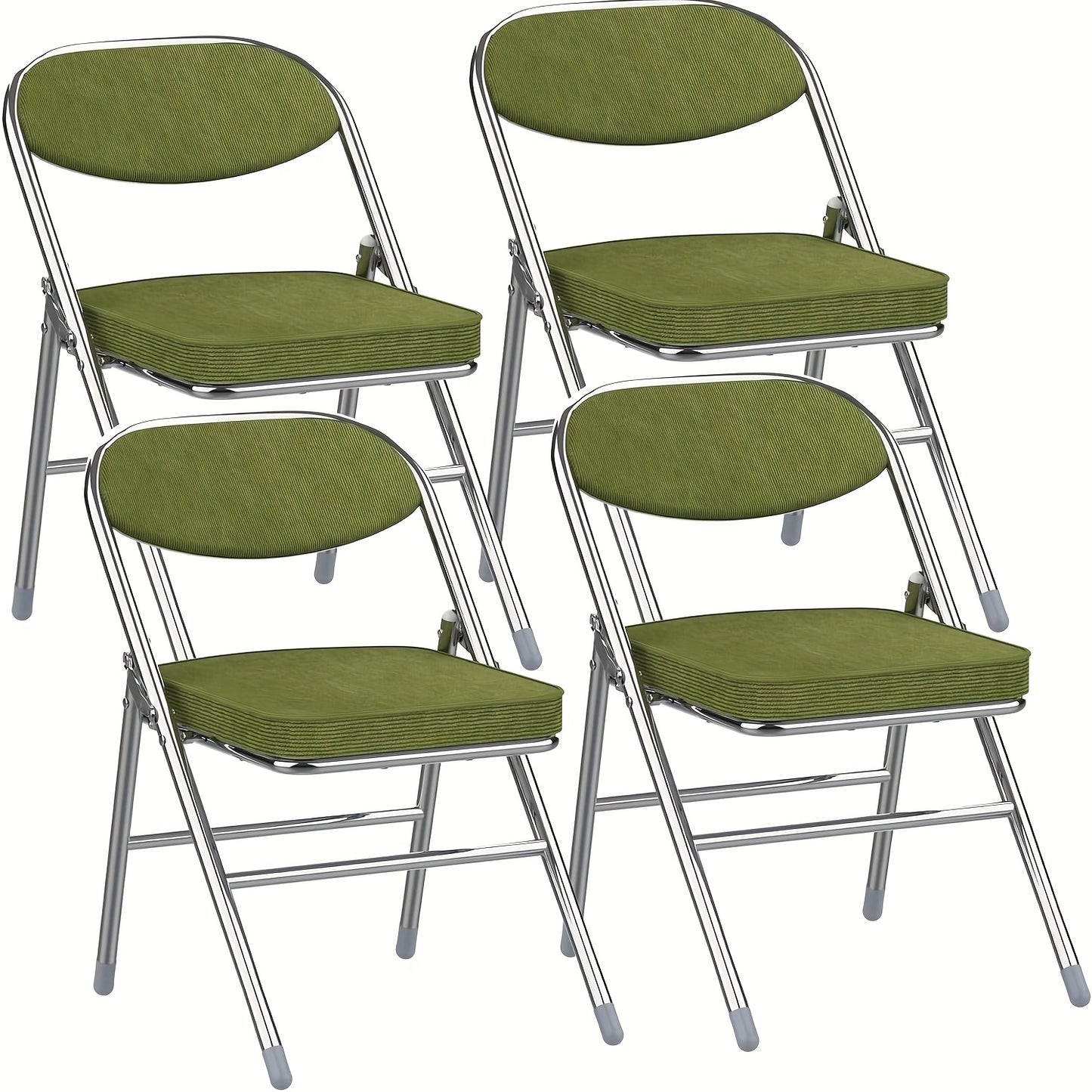 Set van 4 Opvouwbare Bezoekersstoelen – Eetkamerstoelen met Stoffen Bekleding – Geschikt voor Keuken, Binnen, Buiten en Vergaderruimtes, Groen